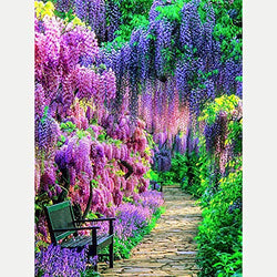 Bimkole 5D Diamond Painting Kits Garden Landscape, Full Drill Flower Tree Chair DIY Rhinestone Embroidery Set Paint with Diamonds Art by Number Kits Cross Stitch Home Wall Craft Decoration (12x16inch)