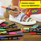 Zenacolor 20 Fabric Markers Pens Set - Non Toxic, Indelible and Permanent Fabric Paint Fine Point Textile Marker Pen - Pens Fine Point Tip Ideal for T-Shirts, Baby Bibs, Shoes, Bags, Tote Bags