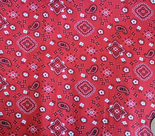 Polycotton Fabric Printed PAISLEY PATTERN RED / 60" Wide / Sold by the Yard