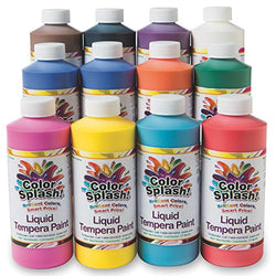 S&S Worldwide W18 Color Splash! Liquid Tempera 16 oz. Assortment (Pack of 12)