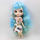 ASDAD BJD Nude Doll 1/6 SD Doll Blyth Nude Doll Blyth 1/6 Nude Doll with Light Blue Mix Green Hair with Bangs Wihte Skin 30 cm Joint Body DIY Toys