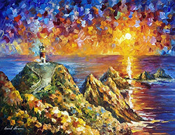 Far Hills — hand painted oil painting on canvas Lighthouse Sea Ocean by Leonid Afremov Studio. Hills art. Hills painting. Hills wall art. Hills wall decor. Hills decor. Hills canvas