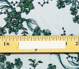 Mesh Lace Fabric Hand Beaded Floral Raspberry Blossom 51" Wide / Sold by the yard (Emerald Green)