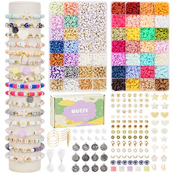 QUEFE 9300pcs, 42 Colors Clay Beads for Bracelet Making Kit, Jewelry Making Kit for Adults, Polymer Heishi Beads for Preppy, Crafts Gifts