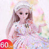 W&HH 23.6'' BJD SD Doll 19 Joints with Clothes Outfit Shoes Wig Hair Makeup for Girls Gift and Dolls Collection