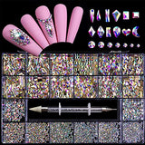 Nail Rhinestones - Professional Nail Crystal Kit, 9000pcs Multi Shapes Glass Crystal AB Rhinestones for Nail Art for Nail Art Supplies Accessories (8)