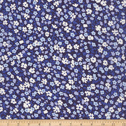 Robert Kaufman Digitally Printed Rayon Lawn Ditsy Flower Indigo Fabric by The Yard