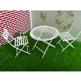 #N/A 1:12 Dolls House Miniature Furniture White Metal Round Table with 2 Chairs Set