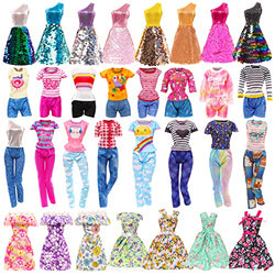 BARWA 10 Sets Doll Clothes Including 3 Sequins Dresses 3 Fashion Floral Dresses 4 Casual Outfits Tops and Pants for 11.5 inch Girl Dolls…