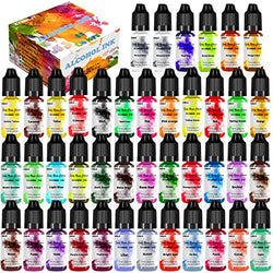 Alcohol Ink Set – 42 Bottles Vibrant Colors High Concentrated Alcohol-Based Ink, Concentrated Epoxy Resin Paint Colour Dye, Great for Resin Petri Dish, Painting,Tumbler Cup Making,Coaster,10ml Each