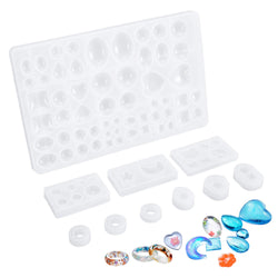 Kingrol 10 Pack Jewelry Casting Molds, Silicone Resin Jewelry Molds for Resin Epoxy, Polymer Clay, Earring Making