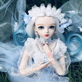 Y&D BJD Doll 1/3 Long Hair Lovely Exquisite SD Dolls Full Set Joint SD Dolls DIY Toy Children Birthday Gift Full Set + Makeup + Accessories,C