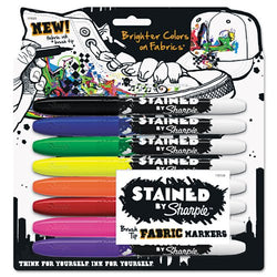 Sanford Stained by Sharpie Fabric Markers, Assorted Colors, (1779005) (2-Pack of 8)