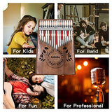 UNOKKI Kalimba 17 Keys Thumb Piano with Study Instruction and Tune Hammer, Portable Solid African Wood Finger Piano, Gift for Kids Adult Beginners (Chocolate Brown).