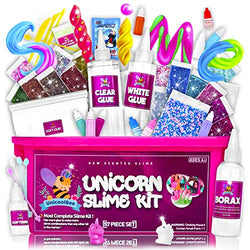 Unicorn Slime Kit for Girls 57pcs -Slime Making Kit and Slime Supplies Kit -2 in 1- DIY Slime Kits with Everything - Make Fluffy, Unicorn,Butter, Cloud Slime - Unicorn Gifts for Girls