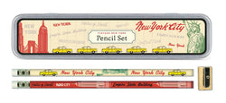 Cavallini Papers Pencil Set with 10 Pencils and 1 Sharpener, Vintage New York