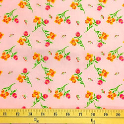 Freesia Pink Print Fabric Cotton Polyester Broadcloth FWD