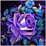 MXJSUA Diamond Painting Kits for Adults, Round Full Drill Diamond Painting Kits, 5D DIY Diamond Painting by Number Kits Diamond Art Kits for Home Wall Decor 14x14 Inch Purple Rose