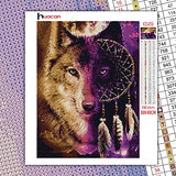 Huacan 5D Diamond Painting Kits Wolf for Adults Square Bead Full Drill DIY Paint with Diamonds Art Animal Dreamcatcher Canvas Resin Rhinestone Arts Crafts 30x40cm/11.8x15.7in