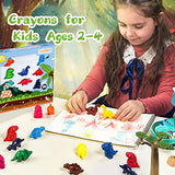 MASSRT Dinosaur Crayons for Toddlers Age 1-3, Non Toxic Washable Crayons for Dino Fanatic Kids, Easy to Hold Crayons for Kids Ages 2-4, Coloring Gifts for Babies