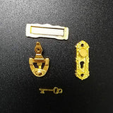 JIDOANCK DIY Handcrafted 4 Pcs/Set 1:12 Doll House Door Lock Compatible Metal Miniature Latch Key Knocker Mailbox for Kids - A