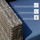 XIZZI Patio Sets,Big Size Outdoor Patio Furniture 12 Pcs, All Weather PE Rattan Furniture with 4 Pillows and and Furniture Covers,No Assembly Required (12 Pcs Big Size, Denim Blue)