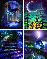 4 Pack Diamond Art Painting Kits, Airsnigi 5D Diamond DIY Painting Kit for Adults Kids Full Drill DIY Round Rhinestone DIY Painting Kit and Home Wall Decor - Butterfly (Multicolor)