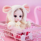 BJD Dolls, 7CM SD Doll Jointed Doll DIY Toys with Full Set Clothes Wig Makeup Accessories, Baby Shower Doll Toy,Best Gift for Girls (F)