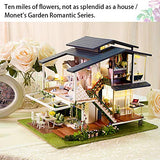 Dollhouse Miniature with Furniture,DIY 3D Wooden Doll House Kit French Villa Style Plus with Dust Cover and Music Movement,1:24 Scale Creative Room Idea Best Gift for Children Friend Lover A081