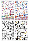 Halloween Nail Art Stickers Decals,10 Sheets 3D Self-Adhesive DIY Nail Sticker Witch Skull Witch Pumpkin Maple Leaf Cat Design Nail Art Design for Halloween Party Supply Acrylic Nail Art Supplies