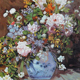 Spring Bouquet - Pierre-Auguste Renoir hand-painted oil painting reproduction,yellow starlike blossoms,white,purple,various flowers,wall art
