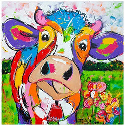 Binbo Animal 5D Diamond Painting – DIY Diamond Painting Kits for Adults and Kids - Full Round Drill Crystal Rhinestone Arts, Decorated On Wall for Home (Cow on The Grassland 13.8X13.8inch)