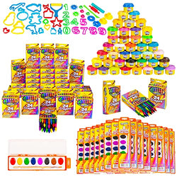 3 in 1 Kids Art & Crafts Supplies Bundle Set – Creative Kids 864 Crayons + 40 Palettes with 8 Watercolor Paints Each and Kiddy Dough 40 Pack of Clay Dough + Tools - Kids Toddler Art Craft Activities