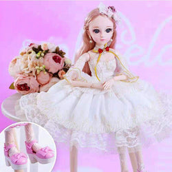 New 60cm Dolls 3D Eyes Wedding Dress Clothes Jointed Girl Doll Body with Shoes Accessories Dolls Toys for Girls Gift As Picture Doll with Clothes