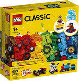 LEGO Classic Bricks and Wheels 11014 Building Kit; Includes a Toy car, Train, Bus, Robot, Skateboarding Zebra, Race car, Bunny in a Wheelchair, and Much More, New 2021 (653 Pieces)