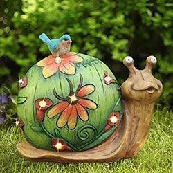 Garden Statue Snail Figurine, Solar Powered Outdoor Lights for Indoor Garden Yard Decorations,