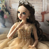 Y&D BJD Doll Yellow Dress 1/3 SD Dolls Full Set 23.6 inch Jointed Dolls Toy Action Figure Clothes + Makeup Best Gift for Girls,B
