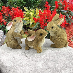 Design Toscano The Bunny Den Rabbits Garden Animal Statues, 5 Inch, Set of Three, Polyresin, Full Color