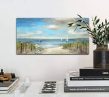 Large Beach Themed Wall Art Painting Canvas Artwork Decor for Bedroom Living Room Home Office Decoration Seascape Picture with Frames 24x48