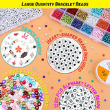 Bead Kits for Bracelet Making, 4000 Pcs 4mm Small Pony Seed Beads for Jewelry Supplies with Alphabet Letter Beads Elastic String Cords Pendant Charms for Kids DIY Necklaces Art Crafting