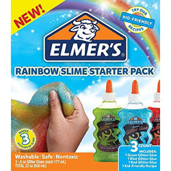 Elmer’s Rainbow Slime Starter Kit with Green, Blue and Red Glitter Glue, 6 Ounces Each, 3 Count
