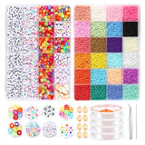 20000Pcs Glass Seed Beads, WOHOOW 2mm 24 Colors 12/0 Beads for Jewelry Making Kit, Small Glass Bead Craft Set 900Pcs Alphabet Beads and 100Pcs Smiley Beads for Bracelets Earrings Ring Necklaces Making