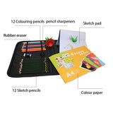 Sketch Pencils and Colored Pencils Drawing Kit in Zipper Carry Case,Art Supplies Drawing Set with Pencil Sharpener Rubber Coloring Sketch Books For Adults Kids Drawing Sketching(H-29)