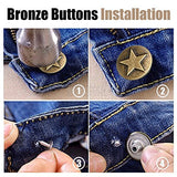 FENGWANGLI Jeans Buttons –Bronze Metal Buttons 10 Styles Tack Buttons Replacement Kit Studs Snap