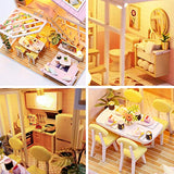 Dollhouse Miniature with Furniture, DIY Wooden Doll House Kit Loft-Style Plus Dust Cover and Music Movement, 1:24 Scale Creative Room Idea Best Gift for Children Friend Lover (Secret time