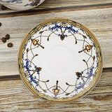 fanquare 15 Pieces Porcelain Tea Sets British Royal Series,Blue Vintage Pattern China Coffee Set,Tea Service for Adults