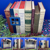 Fairy BookHouse— Made w/Real Books | Miniature Doll House with Faux Window, Door, Chandelier, and Plant | Small Book Box with Covered Tops