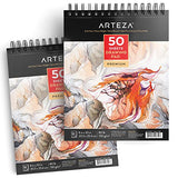 ARTEZA 8X10” Drawing Pad, Pack of 2, 100 Sheets (80lb/130g), Spiral Bound Artist Drawing Books,