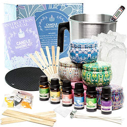 Candle Making Kit - Soy Candle Making Kits for Adults Beginners - Candle Making Supplies - Candle Pouring Pot, Soy Wax, Candle Wicks, 6 Fragrance Oil for Candle Making - Arts and Crafts for Adults