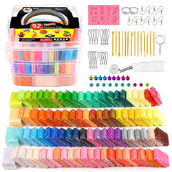 ifergoo 92 Colors Polymer Clay Starter Kit, 0.88oz/Block Oven Bake Modeling Clay, Moderately Firm, ASTM Conformed Non-Toxic Molding DIY Kids Clay Set Assorted with Sculpting Tools for Kids, Beginner